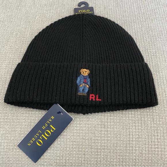 NWT Polo Ralph Lauren Denim Bear Beanie - Picture 2 of 4